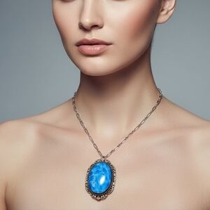 Antique art deco blue pendant and watch fob Art Deco jewelry